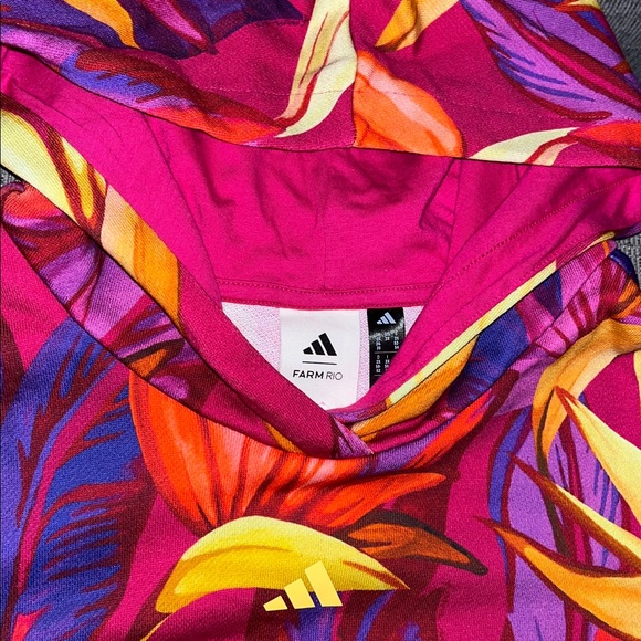 FARM Rio x Adidas Collab Colorful Floral Cropped Hoodie - Picture 4 of 10